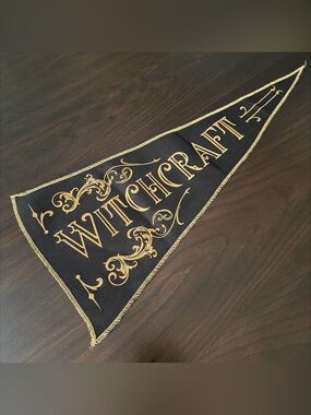 Witchcraft Black and Gold Decorative Wall Pennant